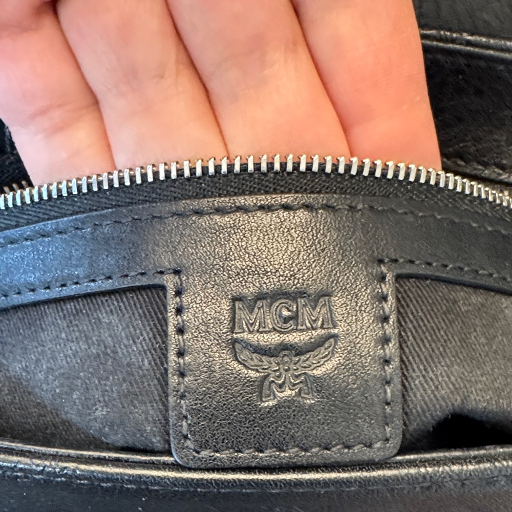 MCM Black Embossed Leather Visetos Crossbody Bag with Silver Hardware - Picture 12 of 16